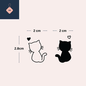 Two cats back - to - back temporary tattoo with hearts - 4 | Temporalis