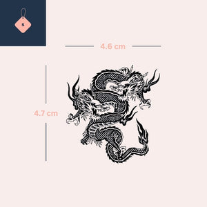 Two - Headed Dragon Temporary Tattoo, Asian Style - 4 | Temporalis