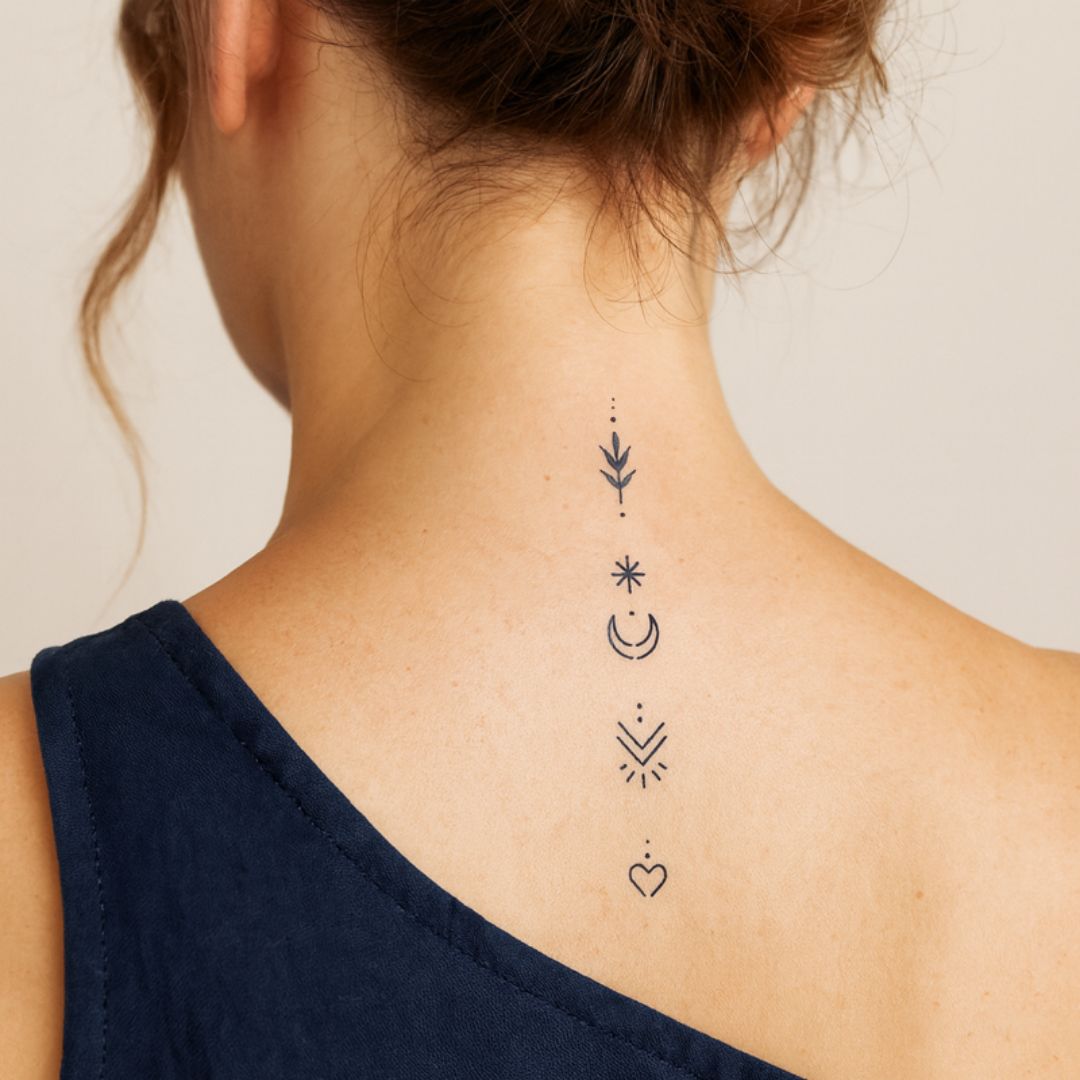 Vertical sacred symbols temporary tattoo - 1 | Temporalis