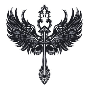 Winged Cross Tattoo - 2 | Temporalis