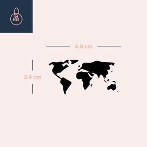 World Map Silhouette Temporary Tattoo - 4 | Temporalis