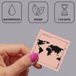 World Map Silhouette Temporary Tattoo - 3 | Temporalis