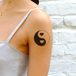 Yin Yang Hearts Temporary Tattoo - 1 | Temporalis
