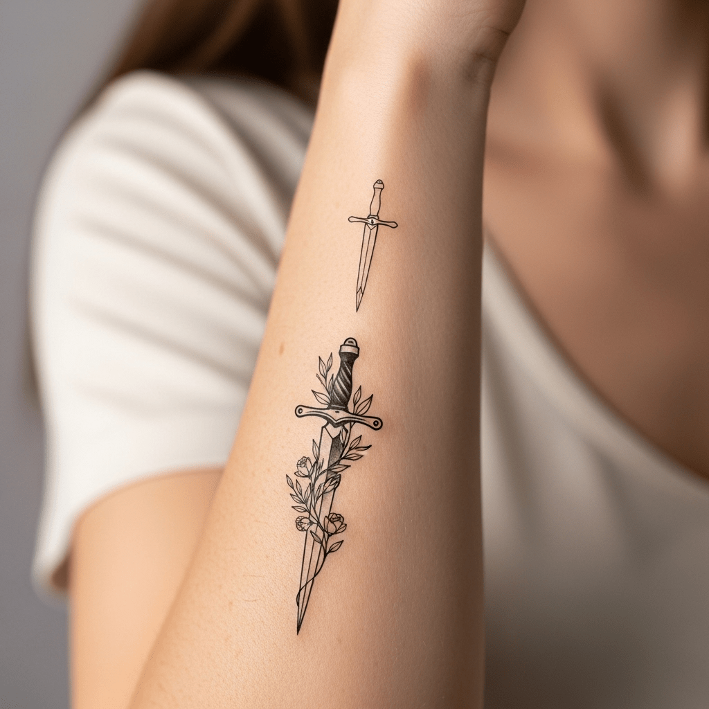 Dagger tattoos - Temporalis