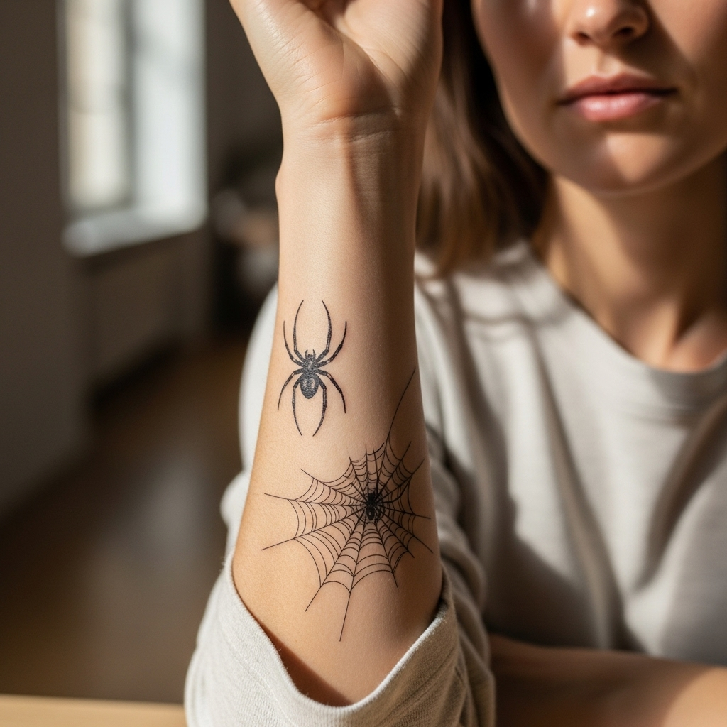 Temporalis category image - Spider tattoos