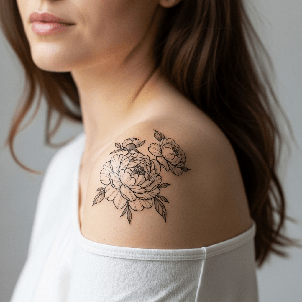 Peony tattoos - Temporalis