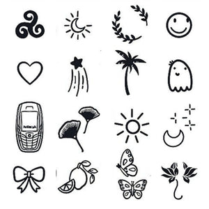 16 Cute Mini Icons Tattoo Set - 1 | Temporalis