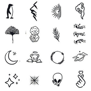 16 Mini Icons Mix Tattoo Set - 1 | Temporalis