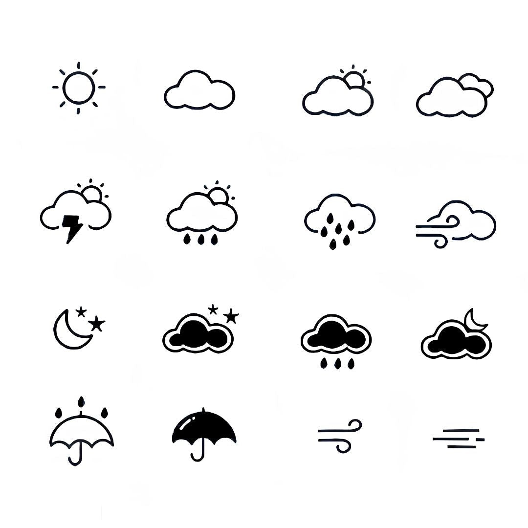 16 Tiny Weather Icons Tattoo Set - 1 | Temporalis