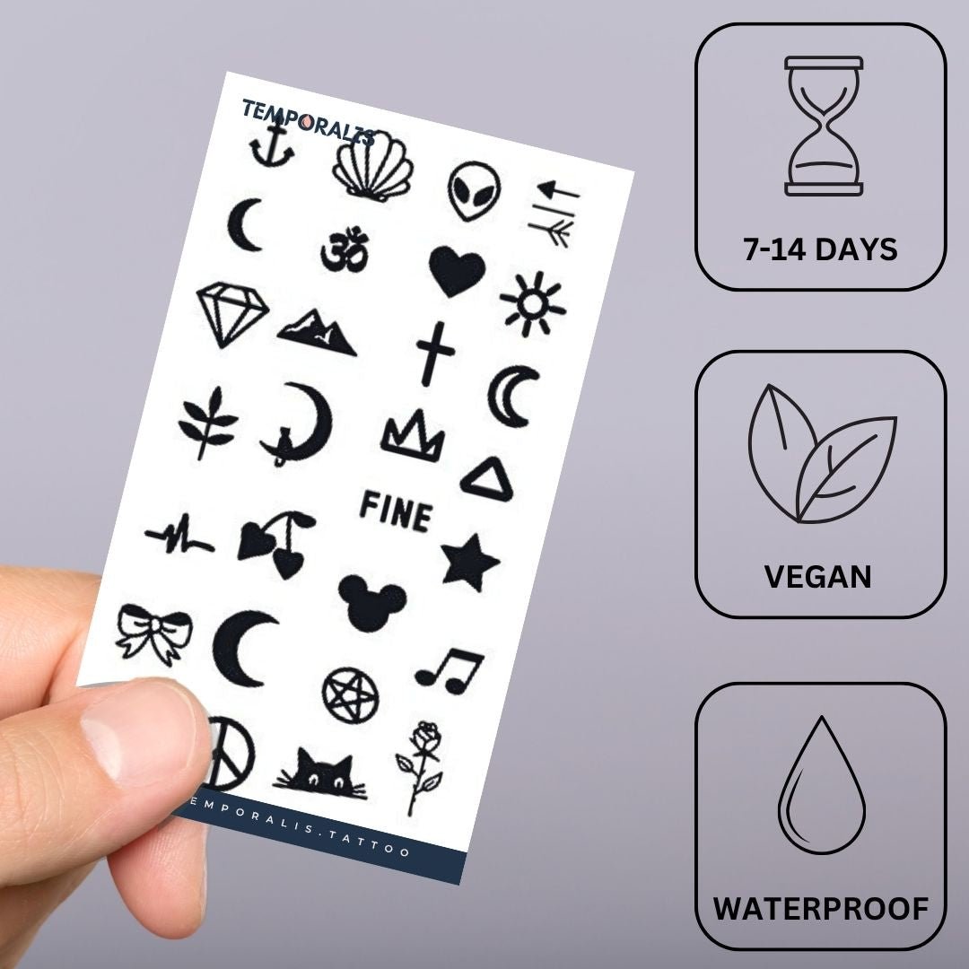 28 Mini Symbol Collection Tattoo Set - 2 | Temporalis