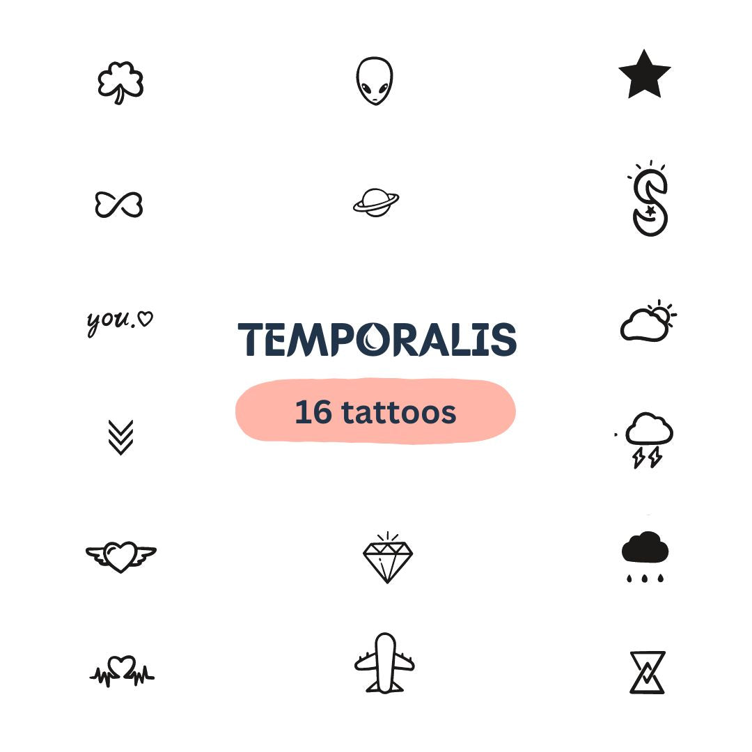 Tatuaż tymczasowy zestaw 16 mini na palce z zabawnymi motywami