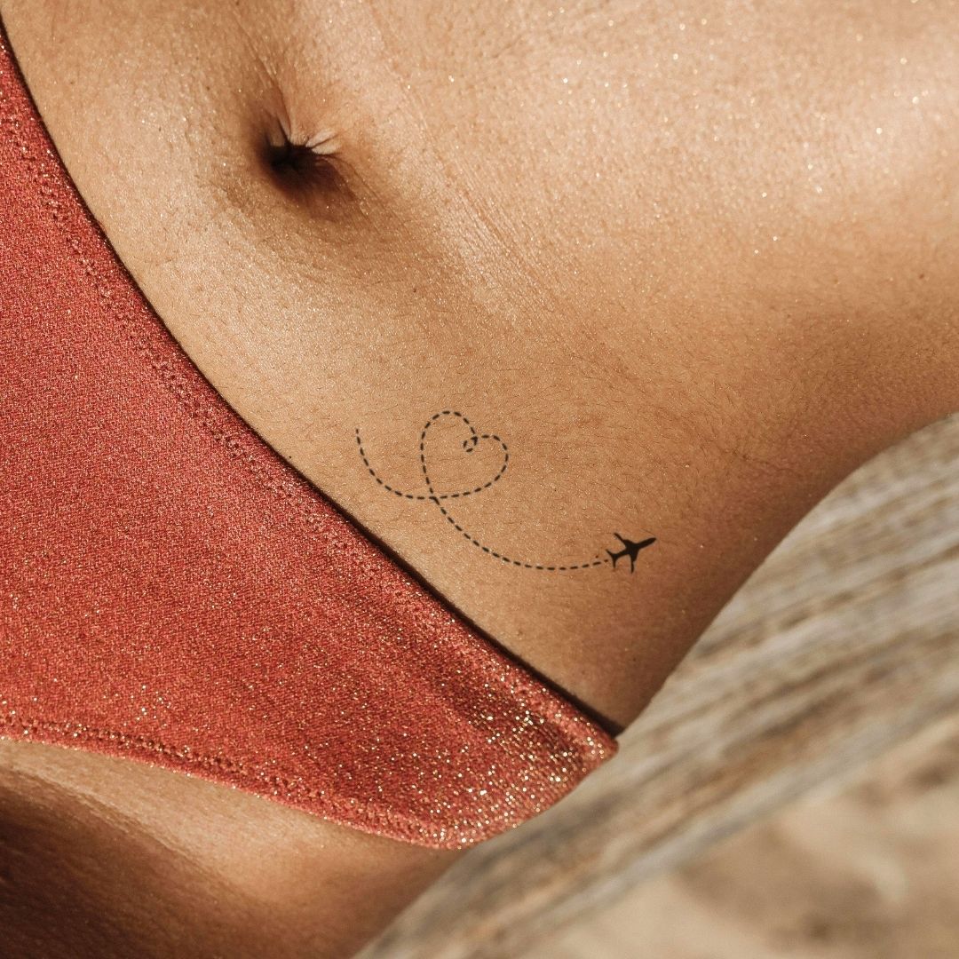 Airplane heart trail temporary tattoo - 1 | Temporalis