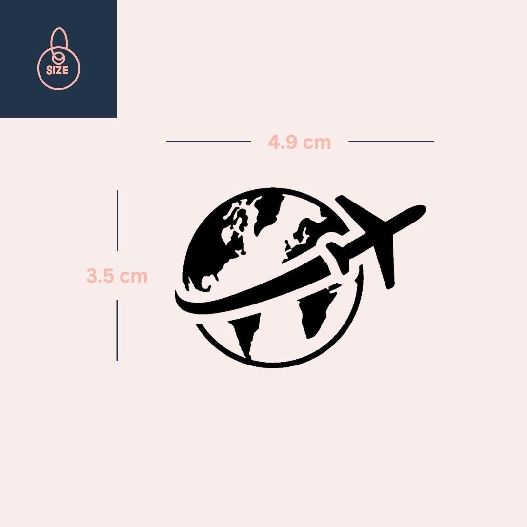 Airplane Over Globe Temporary Tattoo - 4 | Temporalis