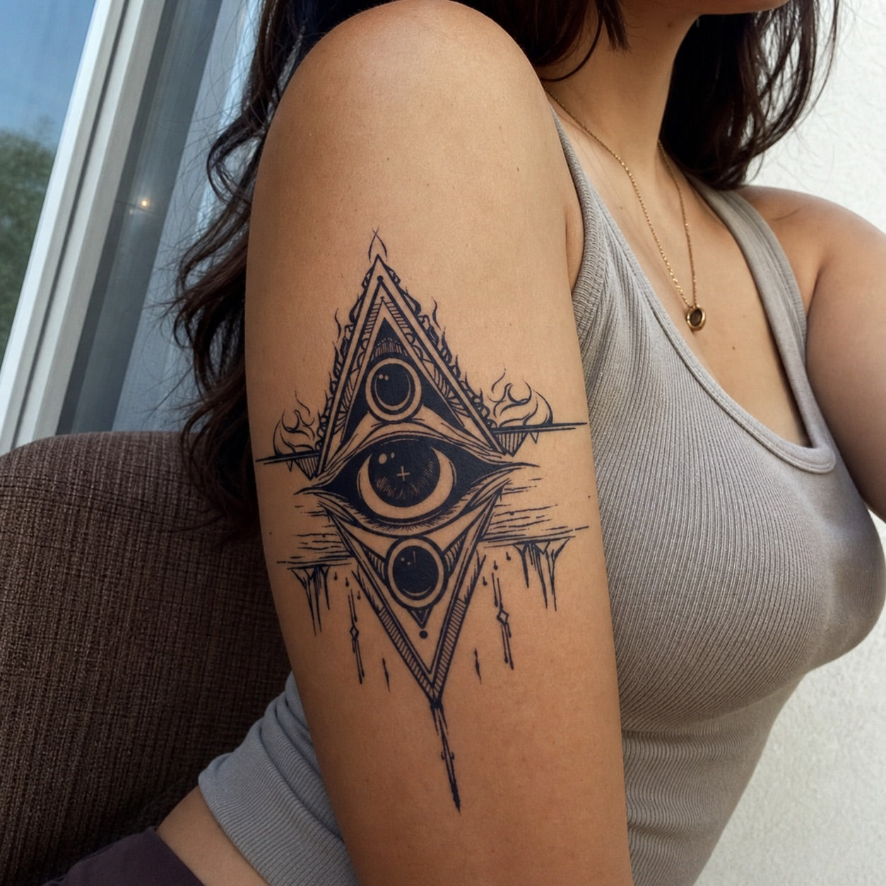 All - Seeing Eye Triangle Tattoo - 1 | Temporalis