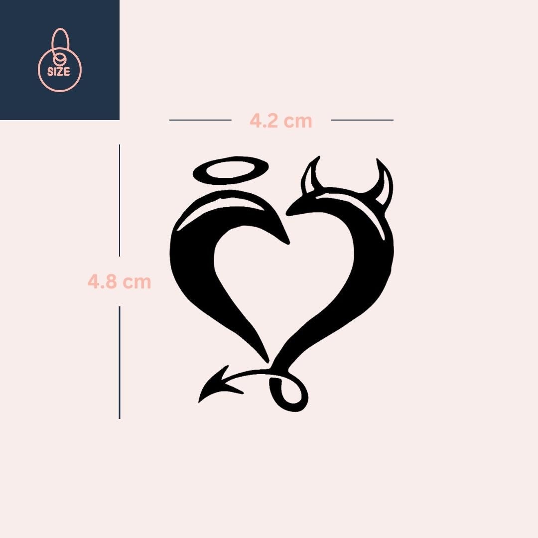 Angel & Devil Heart Temporary Tattoo - 4 | Temporalis