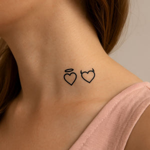 Angel & Devil Hearts temporary tattoo - 1 | Temporalis