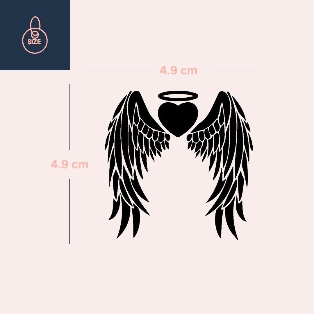 Angel heart temporary tattoo with halo and wings - 4 | Temporalis