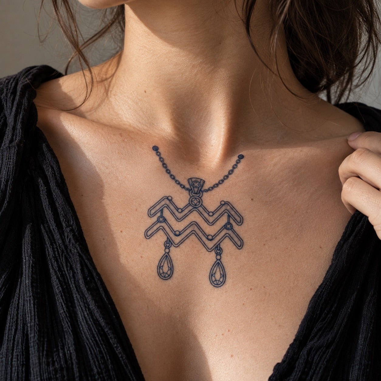Aquarius Jewel Zodiac Tattoo - 1 | Temporalis