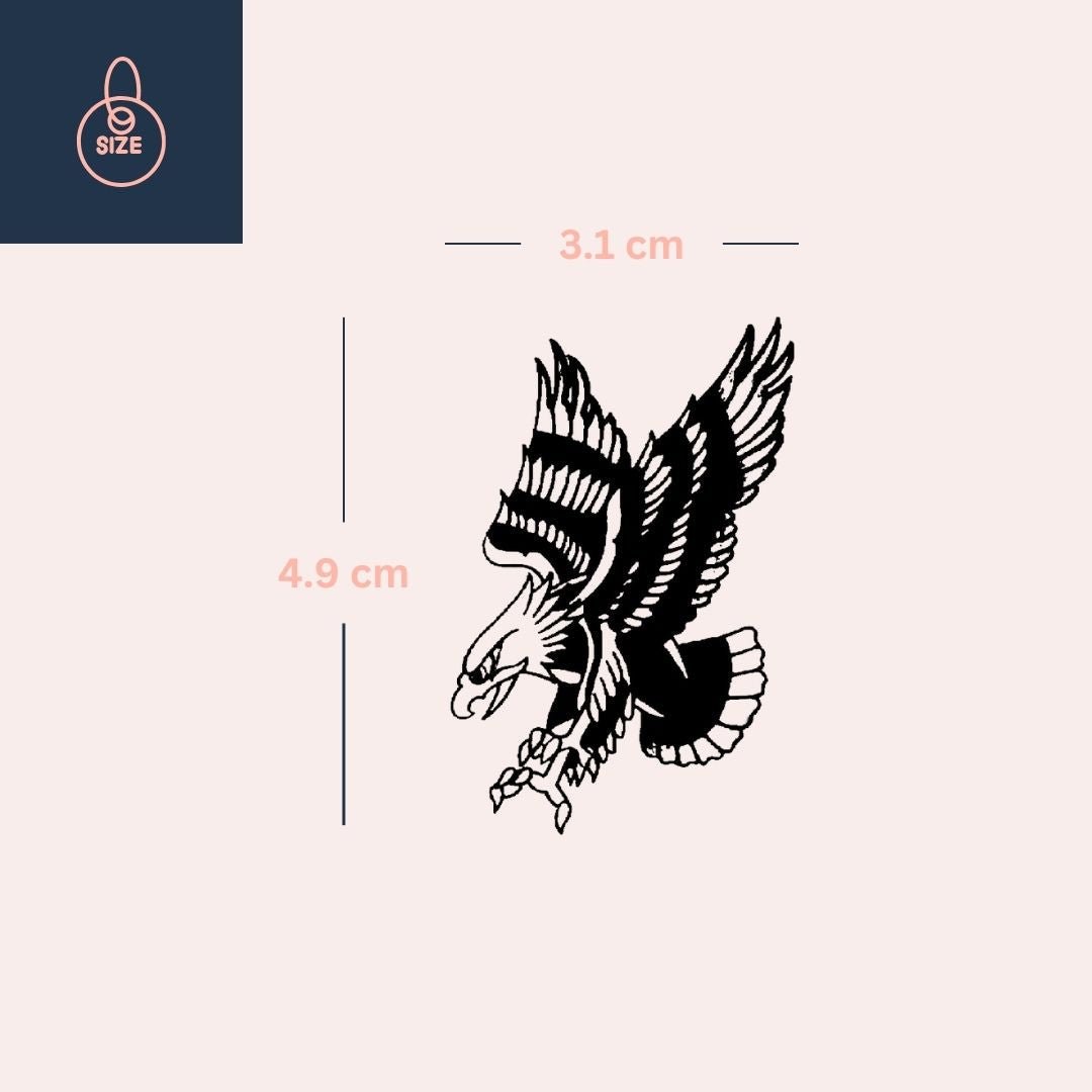 Attacking Eagle Temporary Tattoo, Traditional Style - 4 | Temporalis