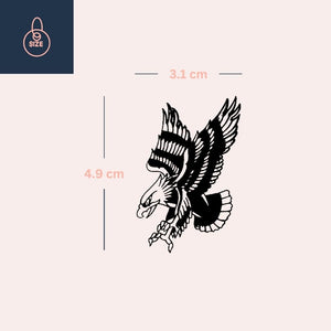 Attacking Eagle Temporary Tattoo, Traditional Style - 4 | Temporalis