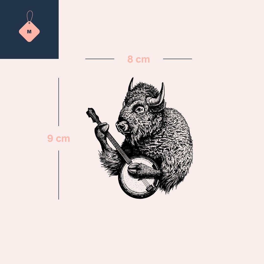 Banjo - playing bison temporary tattoo - 4 | Temporalis