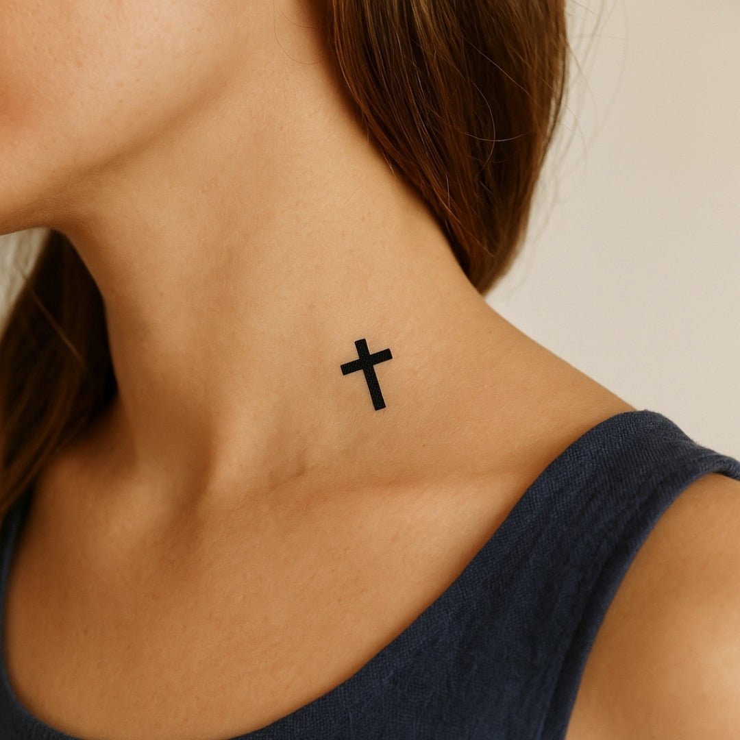 Black Cross Silhouette Temporary Tattoo - 1 | Temporalis