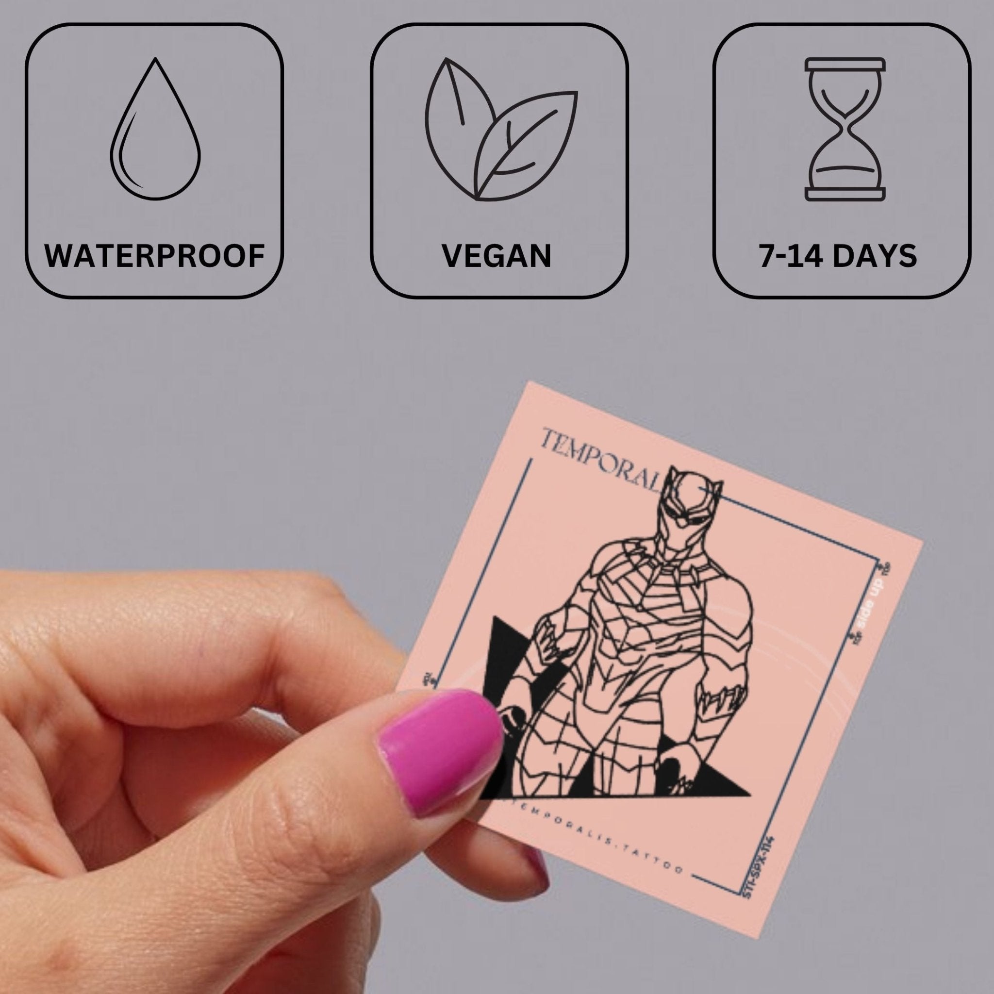 Black Panther temporary tattoo 4 - Temporalis