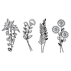 Botanical Floral Stems Tattoo Set - 2 | Temporalis