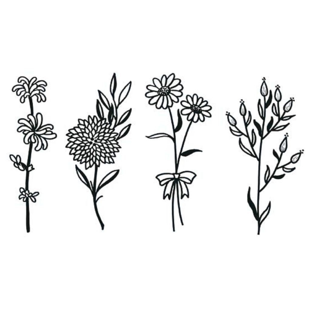 Botanical Flower Branch Set Tattoo - 2 | Temporalis