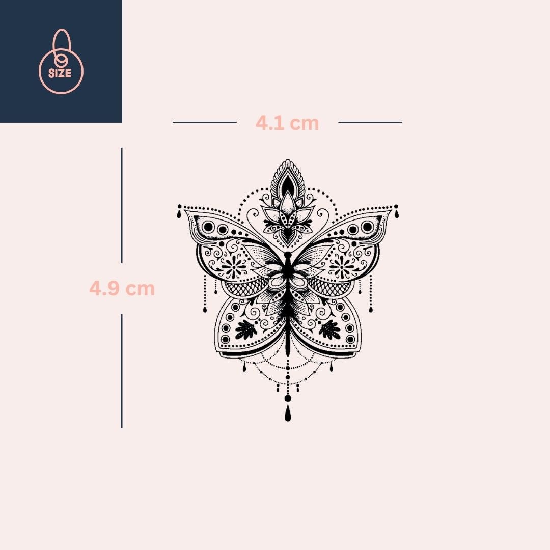 Butterfly Mandala & Lotus Temporary Tattoo - 4 | Temporalis
