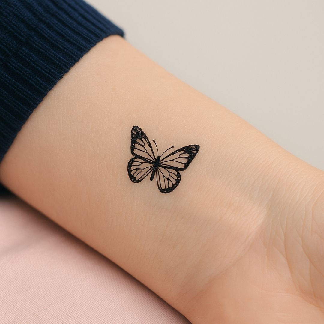 Butterfly Silhouette Temporary Tattoo - 5 | Temporalis