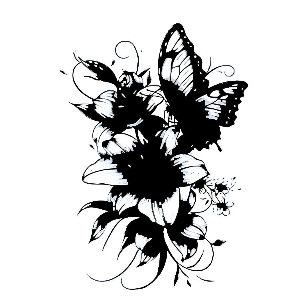 Butterfly & Sunflower Tattoo - 2 | Temporalis