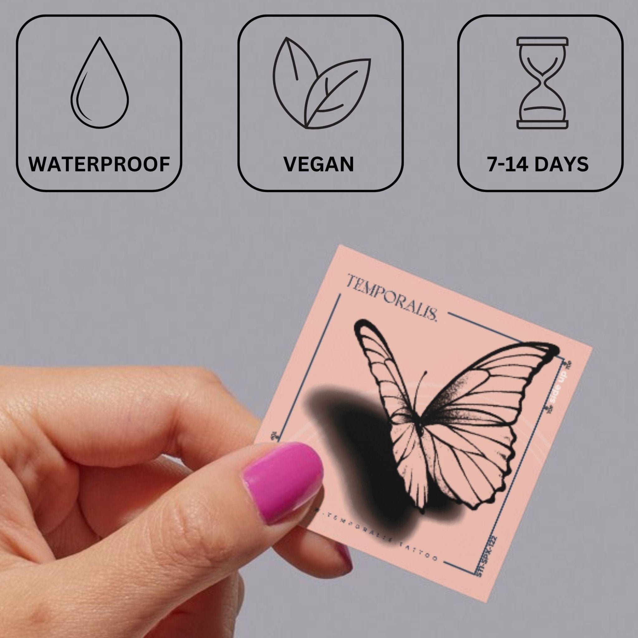 Butterfly temporary tattoo with asymmetric wings - 3 | Temporalis