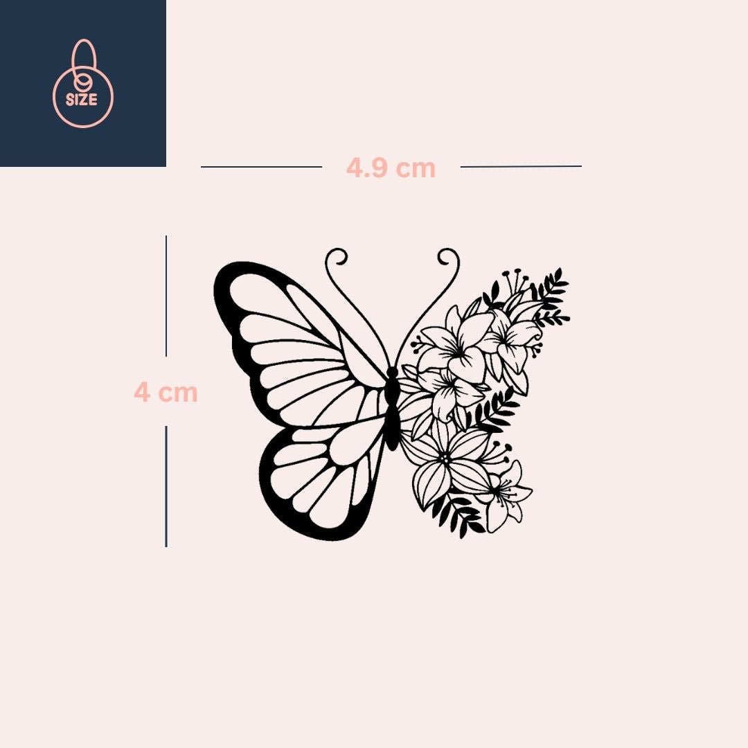 Butterfly with floral wing temporary tattoo - 4 | Temporalis