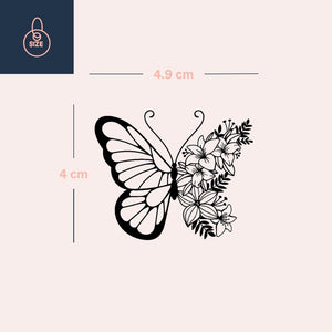 Butterfly with floral wing temporary tattoo - 4 | Temporalis