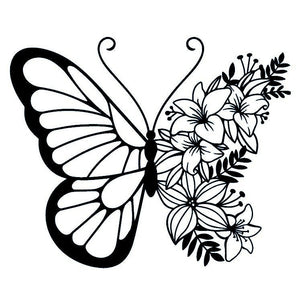 Butterfly with floral wing temporary tattoo - 2 | Temporalis