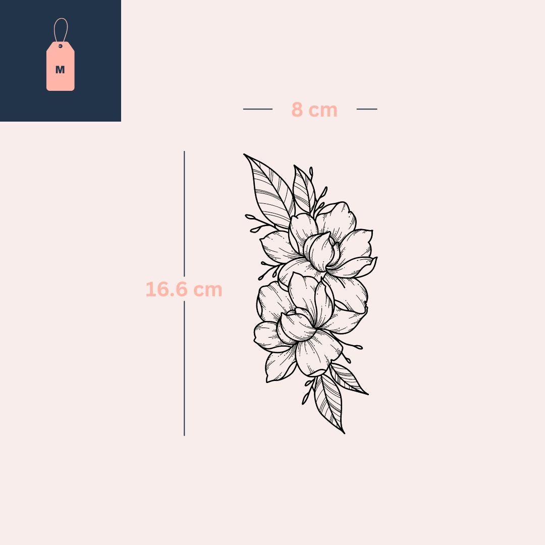 Camellia flowers temporary tattoo - 4 | Temporalis