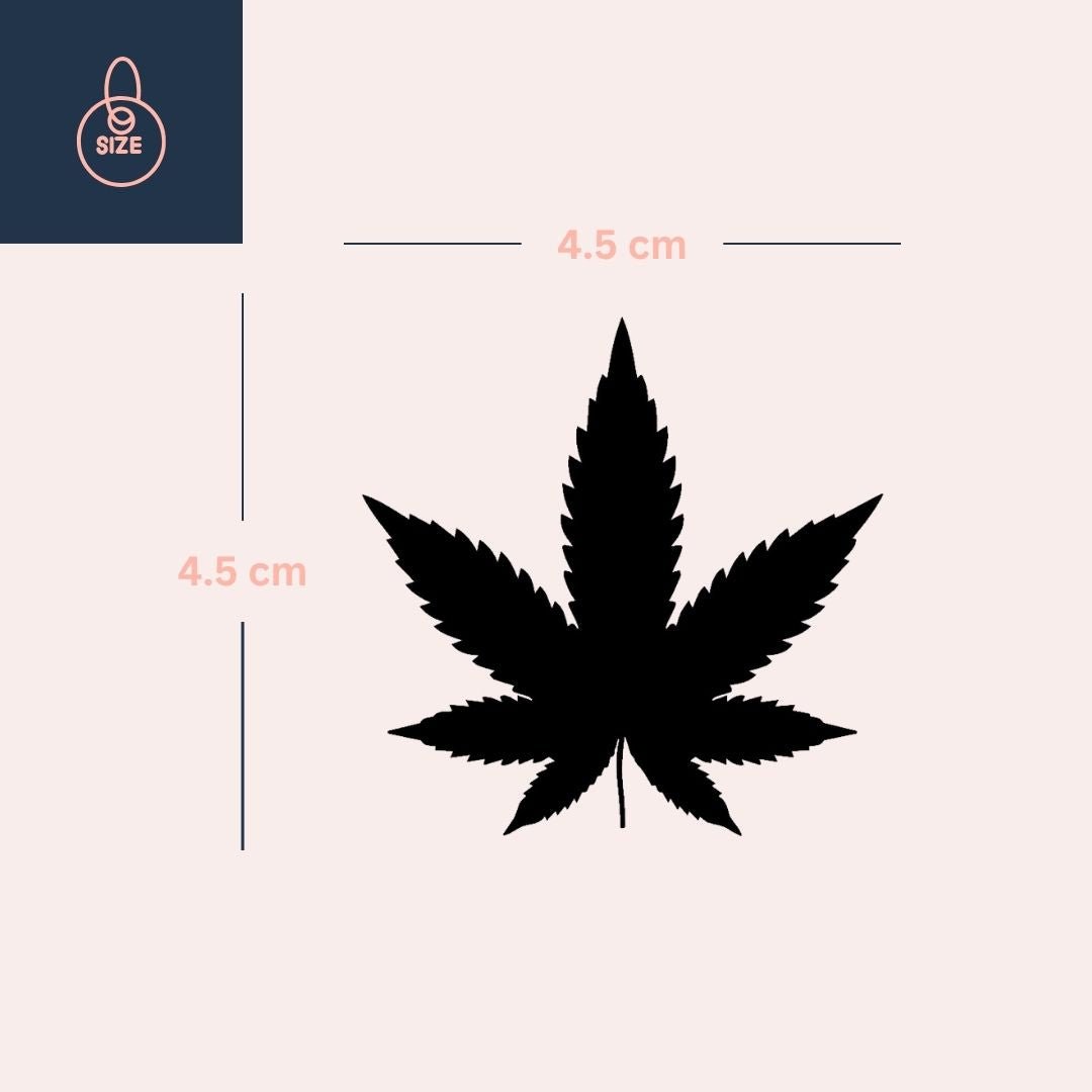 Cannabis Leaf Silhouette Temporary Tattoo 3 - Temporalis