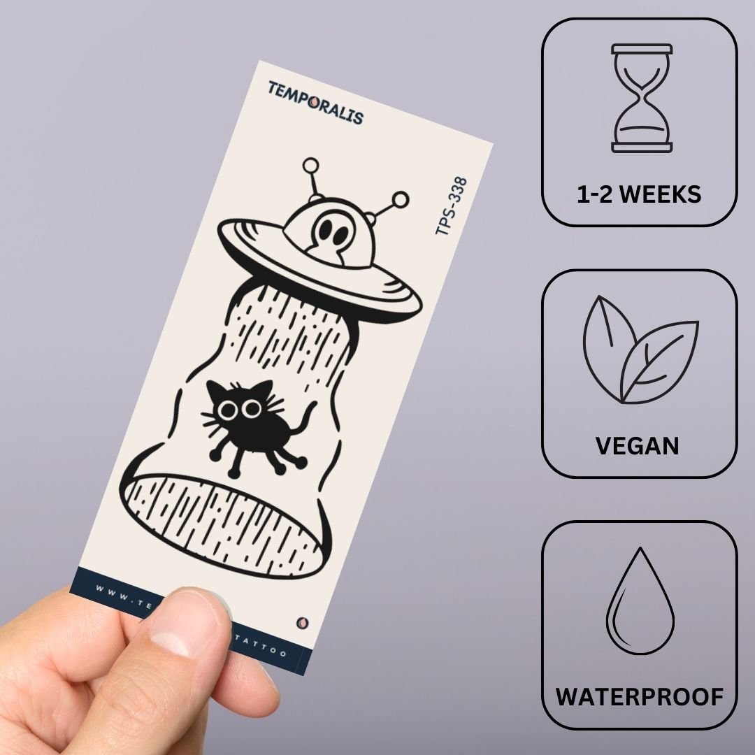 Cat Abducted by UFO Temporary Tattoo - 3 | Temporalis