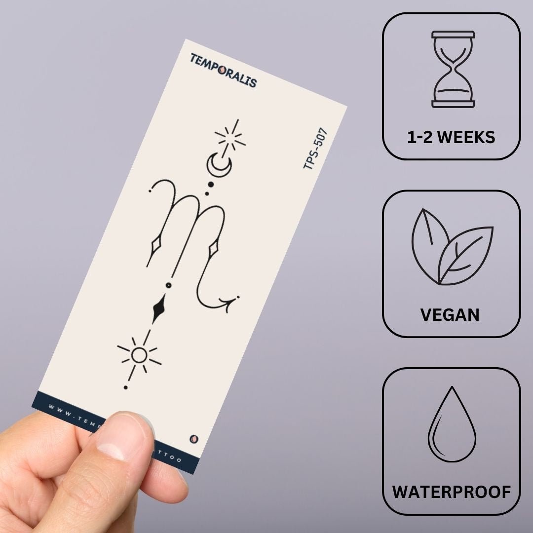 Celestial Scorpio zodiac temporary tattoo - 3 | Temporalis