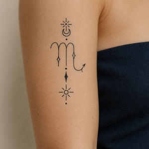 Celestial Scorpio zodiac temporary tattoo - 1 | Temporalis