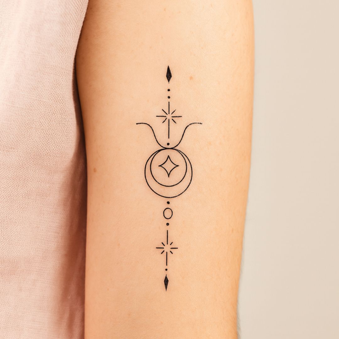 Celestial Taurus zodiac temporary tattoo - 1 | Temporalis