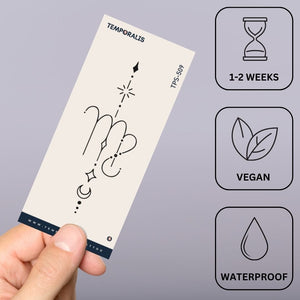 Celestial Virgo zodiac temporary tattoo - 3 | Temporalis