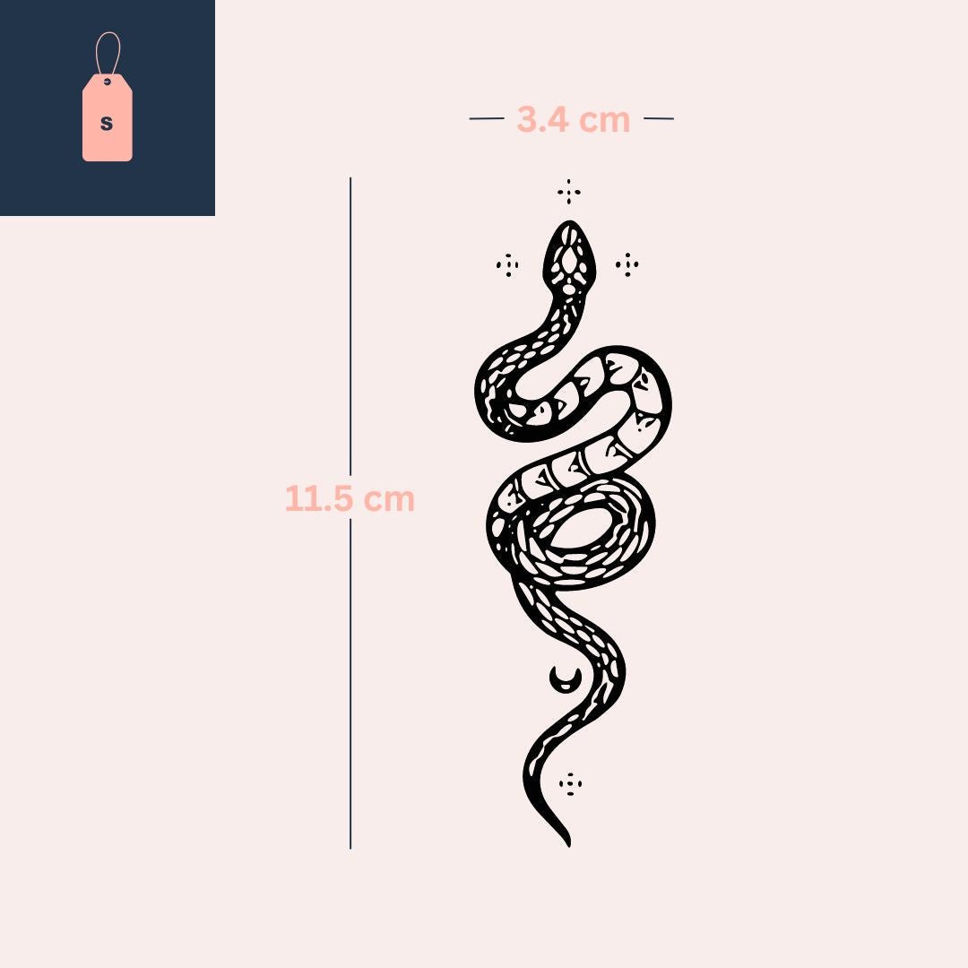 Coiled serpent temporary tattoo with crescent moons - 4 | Temporalis