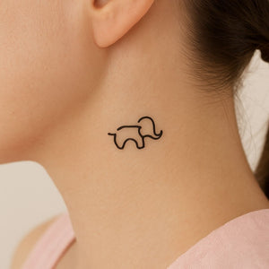 Continuous Line Elephant Temporary Tattoo - 1 | Temporalis