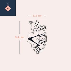 Cracked Roman numeral clock temporary tattoo - 4 | Temporalis