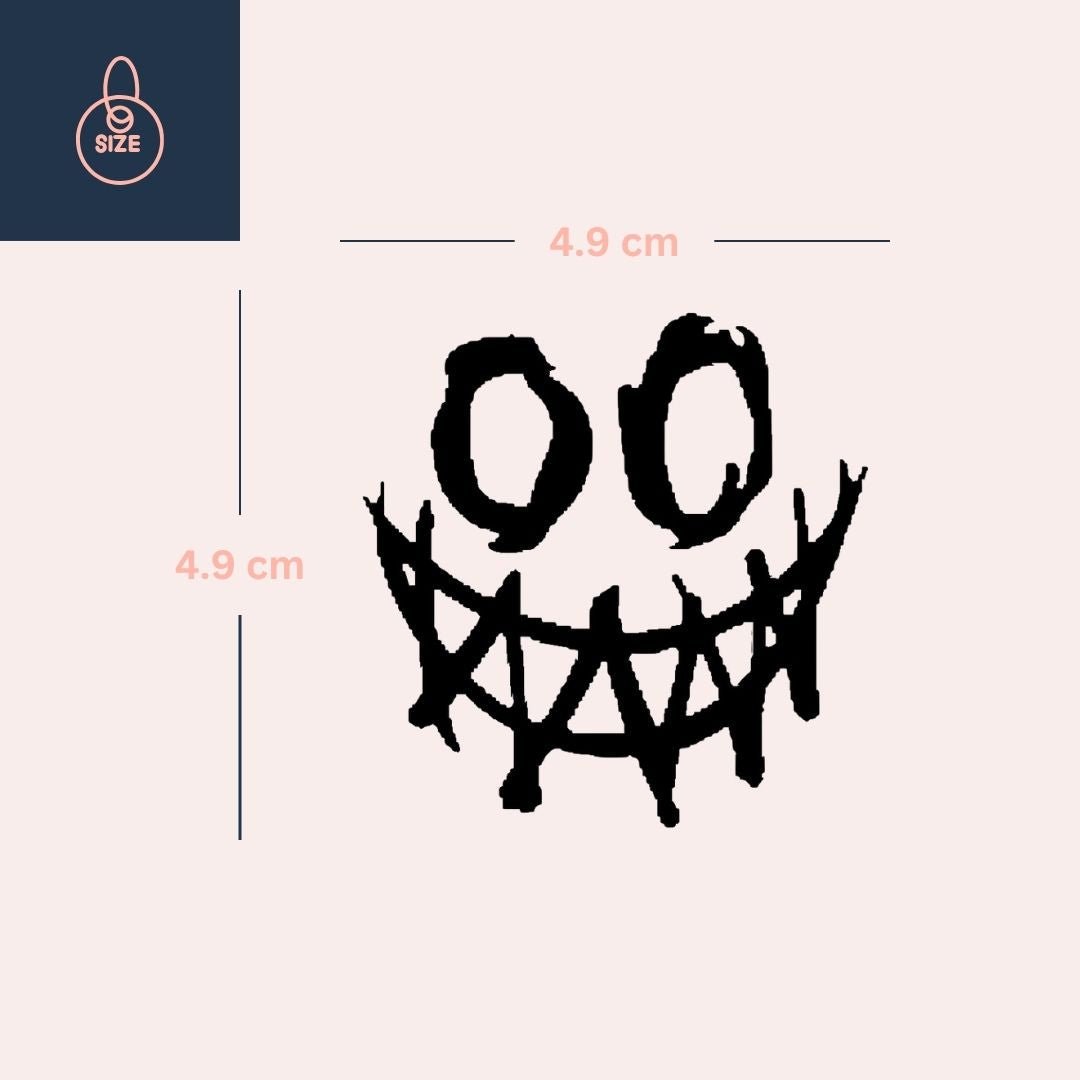 Creepy grinning face temporary tattoo, sketchy style - 4 | Temporalis