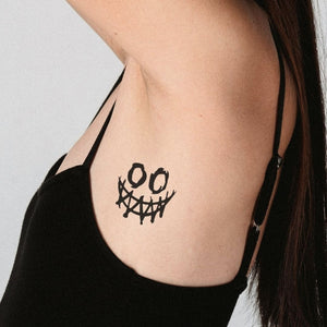 Creepy grinning face temporary tattoo, sketchy style - 1 | Temporalis
