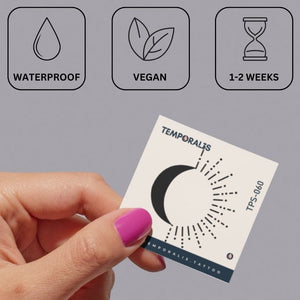 Crescent Moon and Sun Rays Temporary Tattoo - 3 | Temporalis