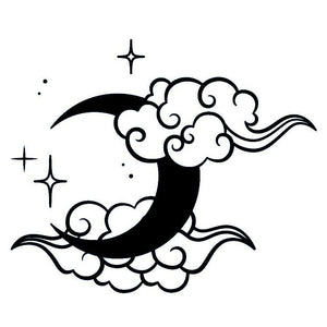 Crescent moon with clouds and stars temporary tattoo - 2 | Temporalis